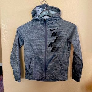 Boys Nike heather grey zip hoodie, size M
